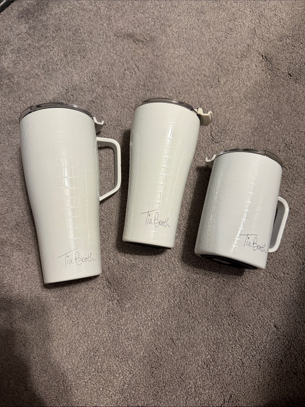 Brumate Tia Booth White Croc-Embossed Insulated Travel Mug set